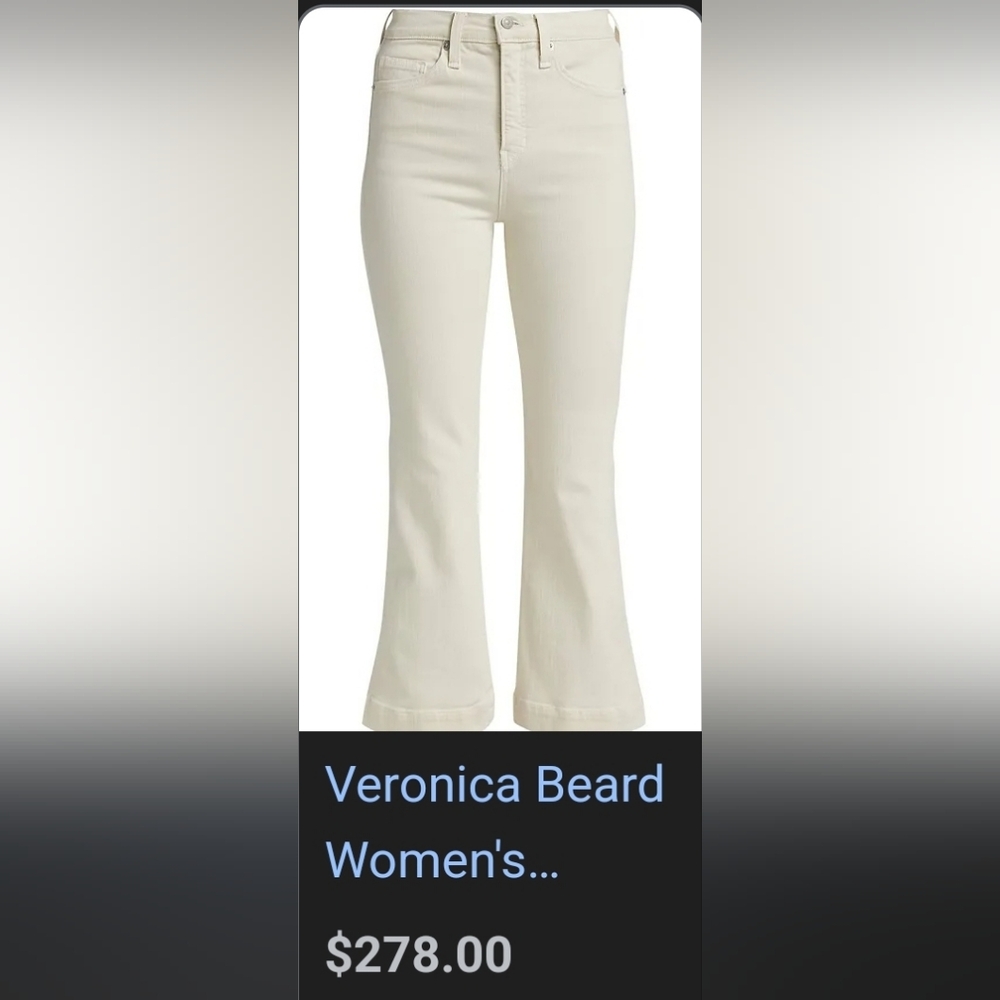 Veronica Beard Cream Ankle Flare Jeans